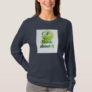 Camiseta Manga Larga para Mujer con Emoji Pensativ
