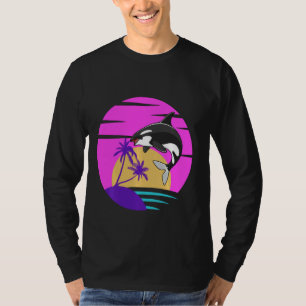 Camiseta Manga larga retro del atardecer orca de ballena ve