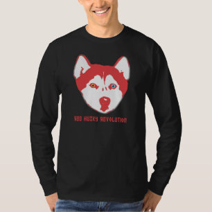 Camiseta Manga larga T del negro fornido rojo de la