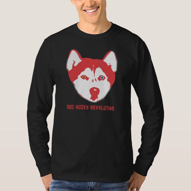 Camiseta Manga larga T del negro fornido rojo de la (Anverso)