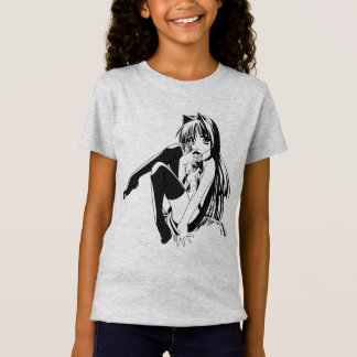 Camiseta Manga, Neko Catgirl Furry Kawaii Loli