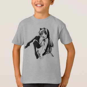 Camiseta Manga, Neko Catgirl Furry Kawaii Loli