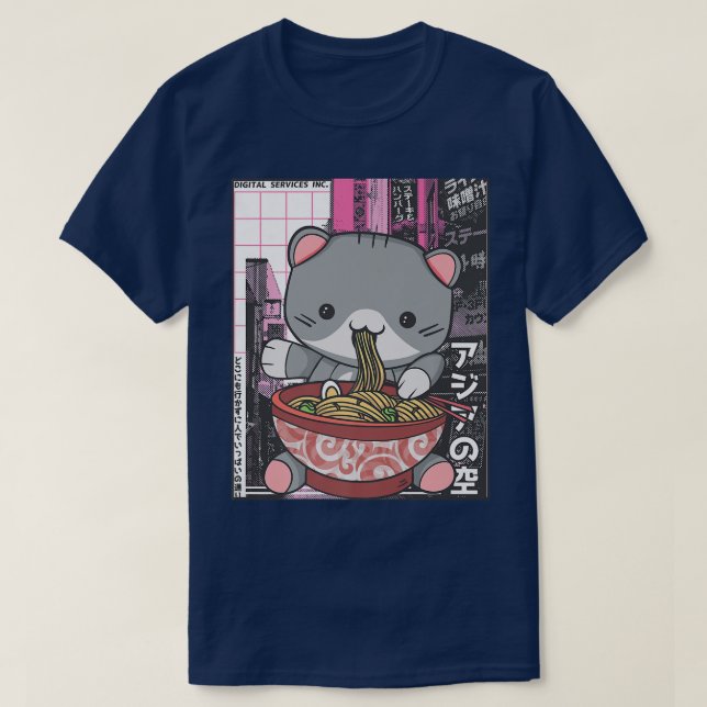 Camiseta Manga Neko Ramen Cat Lover857 (Diseño del anverso)