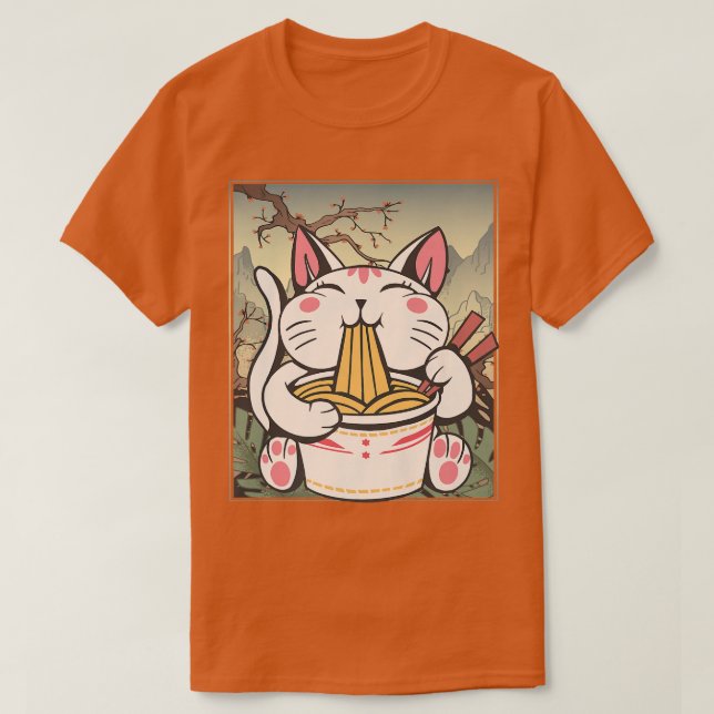 Camiseta Manga Neko Ramen Cat Lover874 (Diseño del anverso)