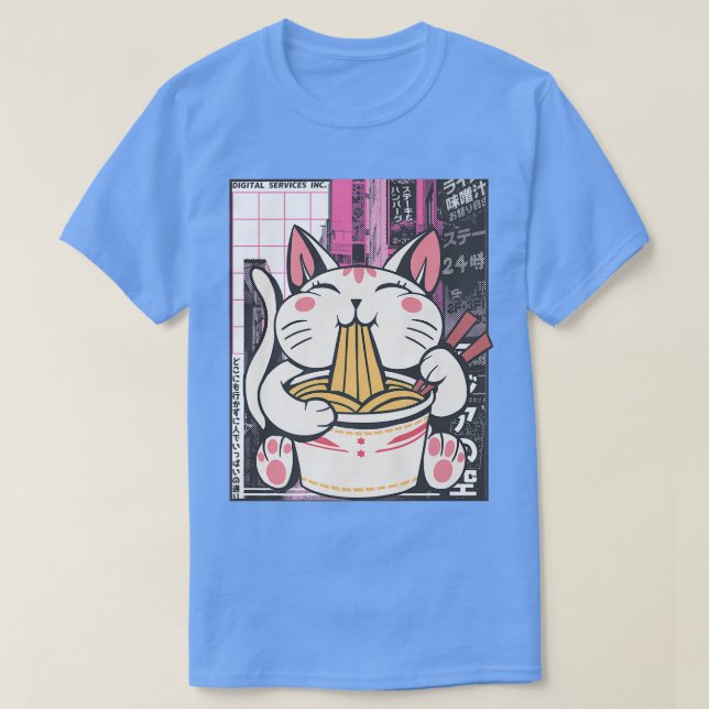 Camiseta Manga Neko Ramen Cat Lover 854 (Diseño del anverso)