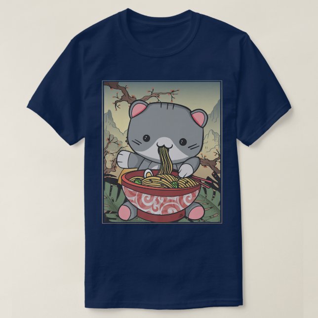 Camiseta Manga Neko Ramen Cat Lover 860 (Diseño del anverso)