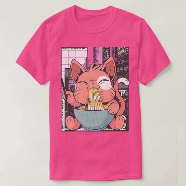 Camiseta Manga Neko Ramen Cat Lover 866 (Diseño del anverso)