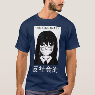 Camiseta Manga vaporwav estética de texto anti social japon