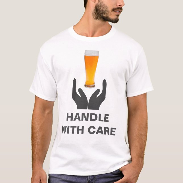 Camiseta Mango de vidrio de cerveza con cuidado blanco dive (Anverso)
