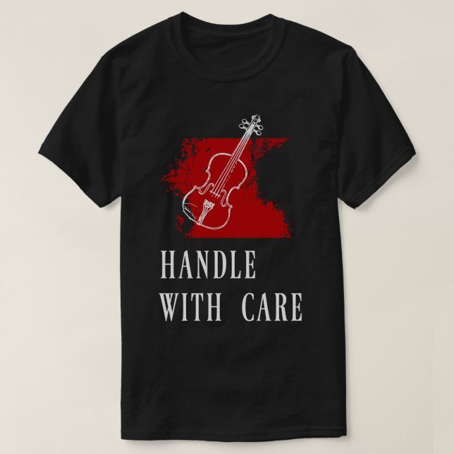 Camiseta Mango de violín con cuidado (Diseño del anverso)