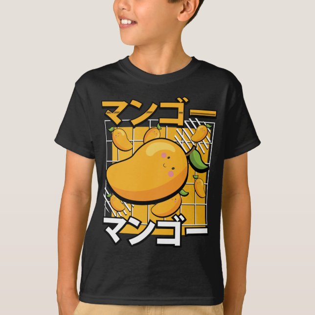 Camiseta Mango lindo Fruta Kawaii Anime retro japonés (Anverso)