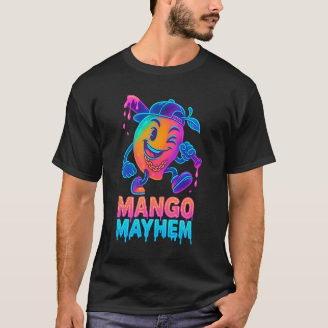 Camiseta Mango Mayhem – béisbol de dibujos animados neón (Anverso)