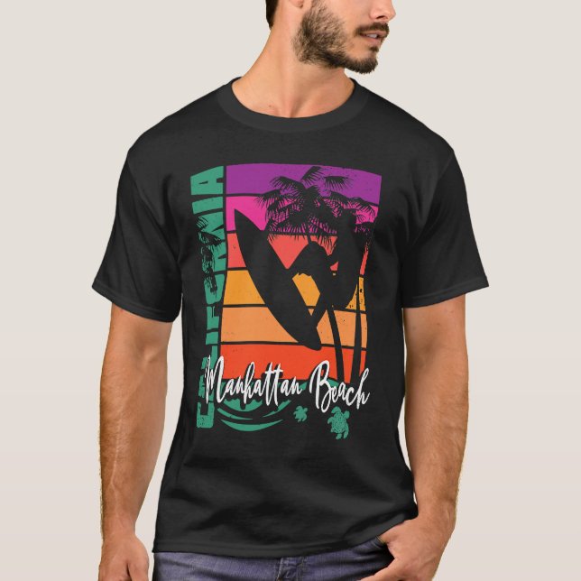 Camiseta Manhattan Beach California Retro Sunset Beach Souv (Anverso)