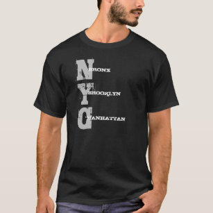 Camiseta Manhattan Bronx Brooklyn Nyc Text Black Template