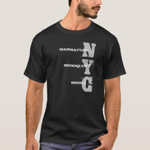 Camiseta Manhattan Brooklyn Bronx Nyc Text Black Template