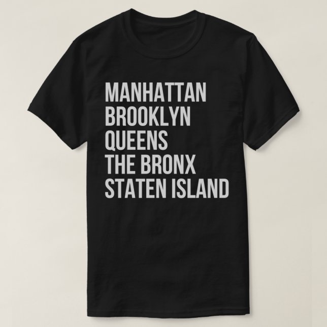 Camiseta Manhattan, Brooklyn, Nueva York Cinco distritos N (Diseño del anverso)