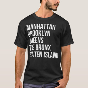 Camiseta Manhattan, Brooklyn, Nueva York Cinco distritos N