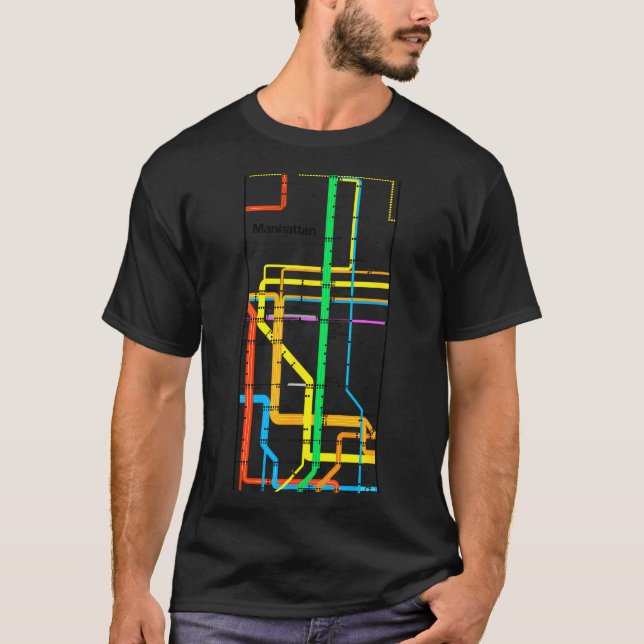 Camiseta Manhattan New York Nyc Subway Map Retro Rail Trans (Anverso)