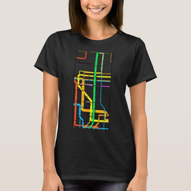 Camiseta Manhattan New York Nyc Subway Map Retro Rail Trans (Anverso)
