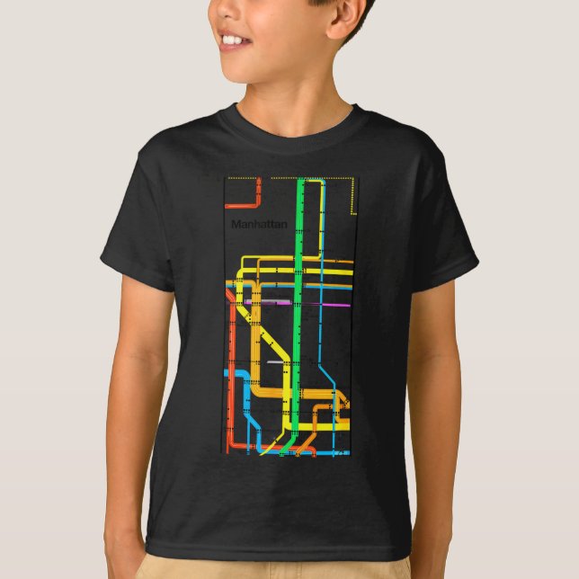 Camiseta Manhattan New York Nyc Subway Map Retro Rail Trans (Anverso)