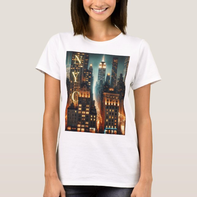 Camiseta Manhattan Vibes T-Shirt - Audaz Ciudad de Nueva Yo (Anverso)