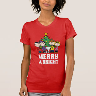Camiseta Maní La pandilla alrededor del árbol de Navidad