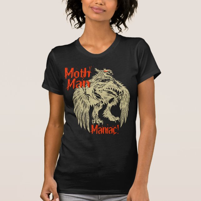 Camiseta Maniaco de Mothman en negro (Anverso)