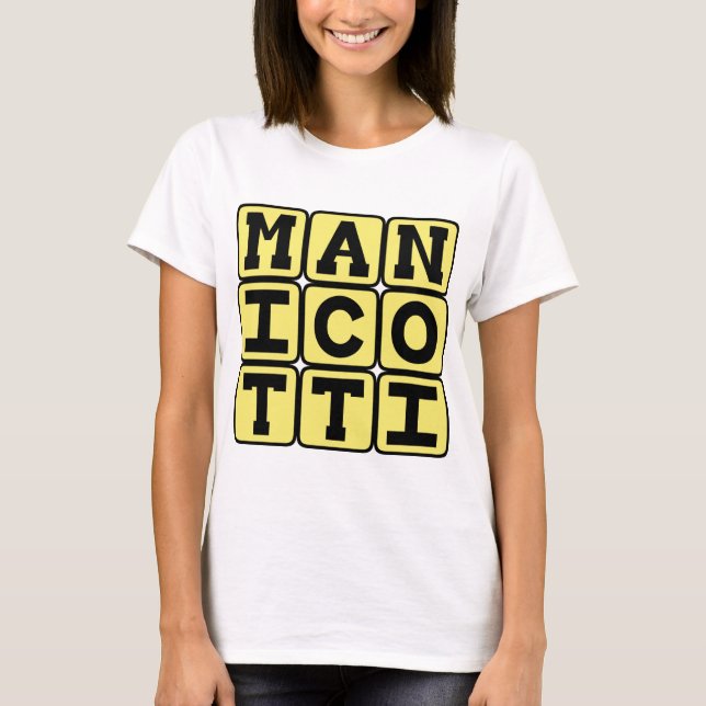 Camiseta Manicotti, plato de pasta con queso (Anverso)