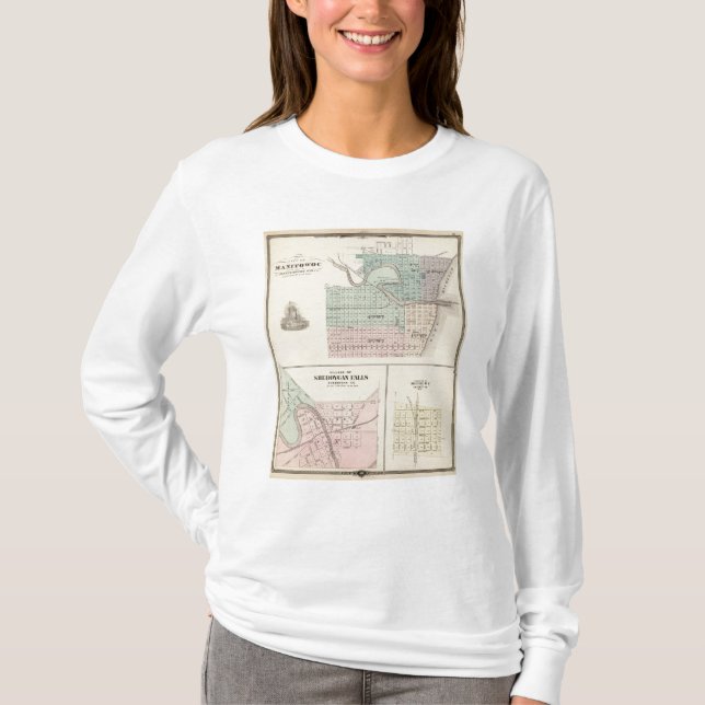 Camiseta Manitowoc, Sheboygan e Hilbert, WIS (Anverso)