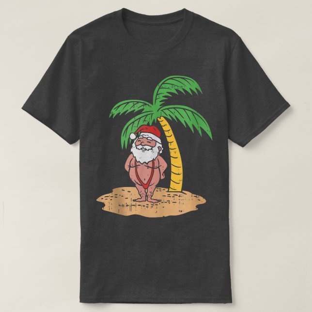 Camiseta Mankini Santa Traje De Baño De Verano Funny Navida (Diseño del anverso)