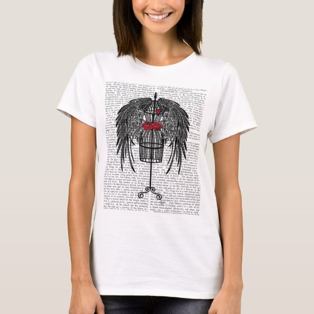 Camiseta Mannequina con alas negras (Anverso)