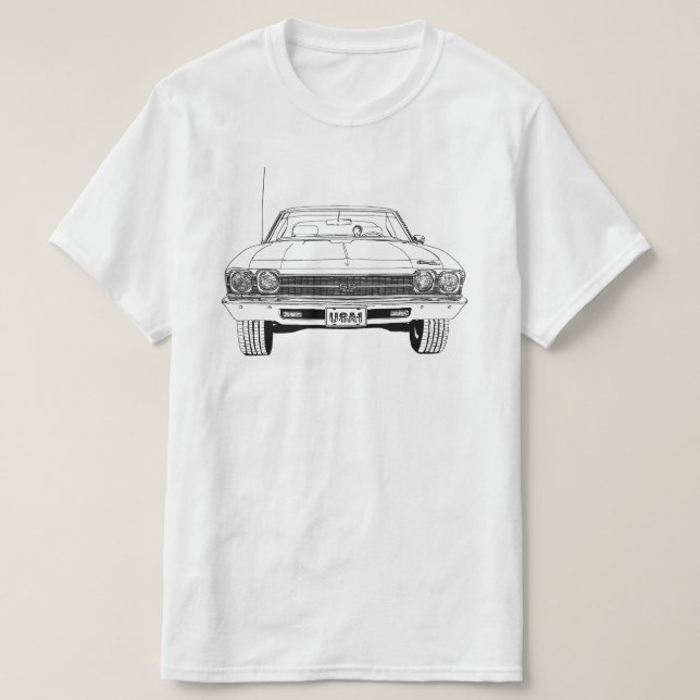 Camiseta Mano 1969 de Chevelle SS 396 digital dibujada (Diseño del anverso)