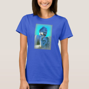 Camiseta mano azul del mudra de Buda