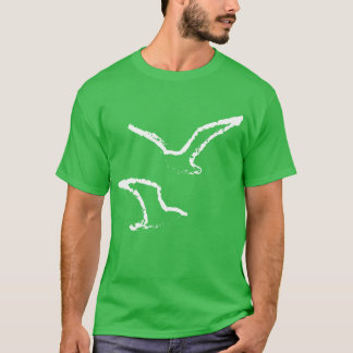 Camiseta Mano Blanca Dibujó Doodle Volando Aves de Gaviota