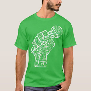 Camiseta Mano Con Ilustracion De Electricidad De Micrófono