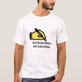Camiseta Mano con lápiz y texto: escribiendo en español