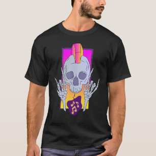 Camiseta Mano Cornuta Skull Punk Pesado Metalizado