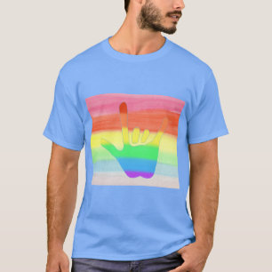 Camiseta Mano de amor en colores arcoiris en mezcla de arco