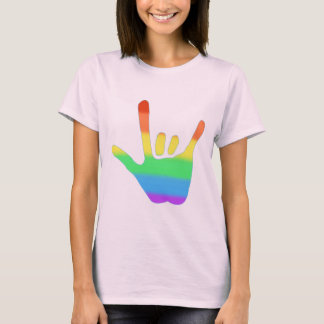 Camiseta Mano de amor en colores de mezclas de arcoiris, ca