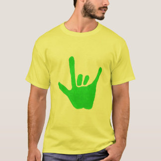 Camiseta Mano de amor, lenguaje de señas en verde, en Tee