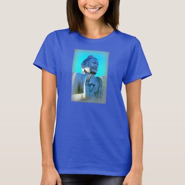 Camiseta mano de buddha mudra azul (Anverso)