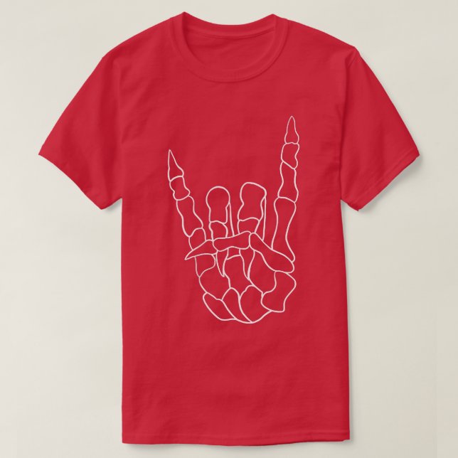 Camiseta Mano de cuernos del diablo hecha de esqueleto mini (Diseño del anverso)