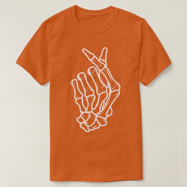 Camiseta Mano de esqueleto con forma de corazón, Hallowee d (Diseño del anverso)