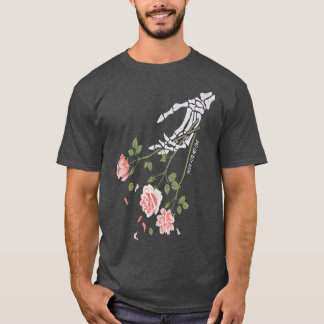 Camiseta Mano de esqueleto dar Rosa para No hay hueso Costu