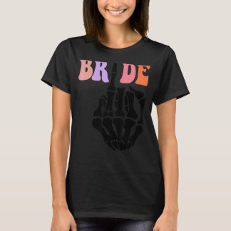 Camiseta Mano de Esqueleto de Novia Retro Halloween Despedi