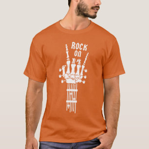 Camiseta Mano de esqueleto de Rock And Roll Rockea Guitarri