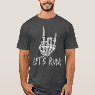Camiseta Mano de esqueleto de Rock Roll Guitarra Rock Genia