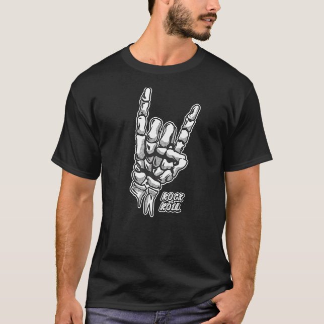 Camiseta Mano de esqueleto de rock y rollo (Anverso)