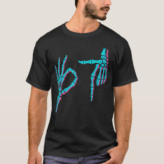 Camiseta Mano de esqueleto divertida seis siete 6 7 meme 67