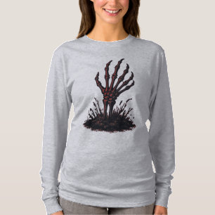 Camiseta Mano de Esqueleto Espeluznante que Sale del Suelo